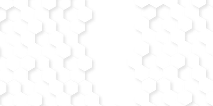 Abstract white grid presentation surface mosaic and tiles minimal tech bee website science element grid overlay white hexagon futuristic technology geometric texture background.