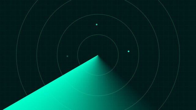 Digital radar screen displaying detected objects on a dark grid background
