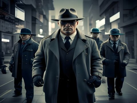 Business professionals walking in modern office corridor.