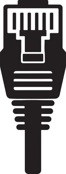 Black internet network cable icon isolated on white background Vector