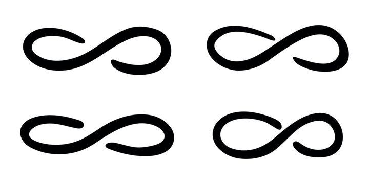 Set of hand drawn infinity sign Eternal limitless unlimited infinite forever symbol Cycle endless life concept doodle For design print logo tattoo