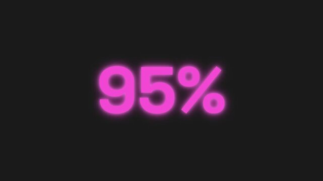 Neon percentage sign, pink glowing text, black background