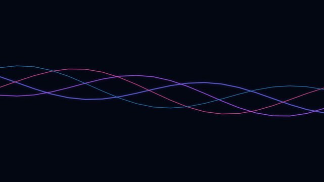 Intertwined colorful sine waves illustrating wave interference and physics