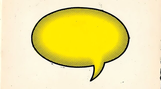 Yellow thought bubble on retro comic background.