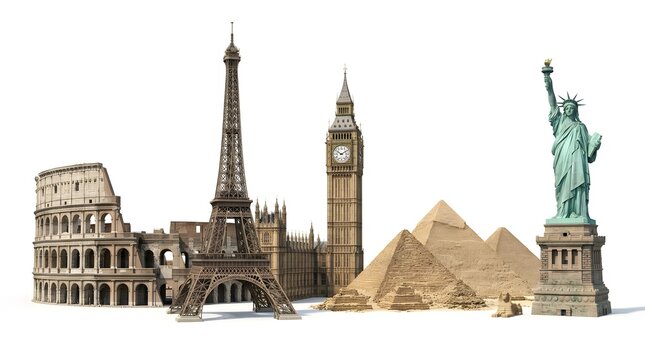 Iconic Parisian skyline with Eiffel Tower and Notre Dame.