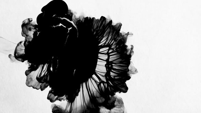 Black ink cloud dissolving in clear water motion background clip