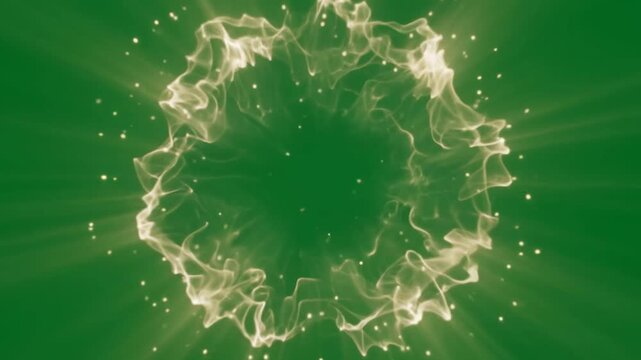 Vibrant green background pulses with radiant energy