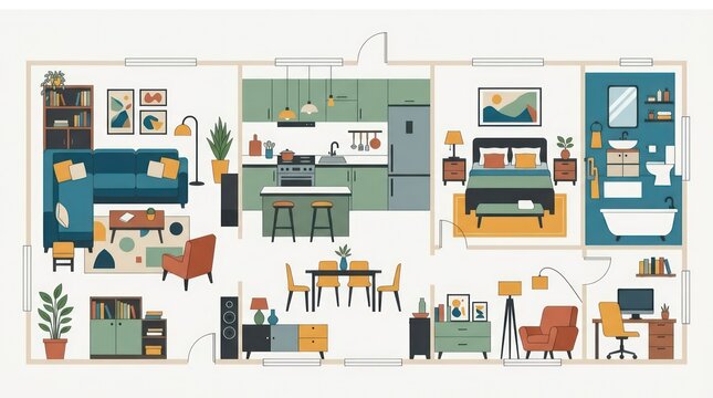 Modern home interior design layout plan.