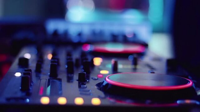 Professional DJ Mixing Music At Nightclub Party Celebration