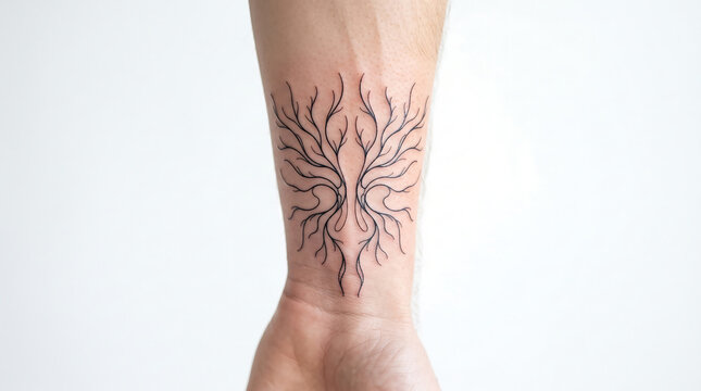 Tree Root Branch Tattoo on Ankle