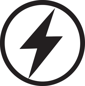 Black lightning bolt icon inside a circle for energy and power signs Vector