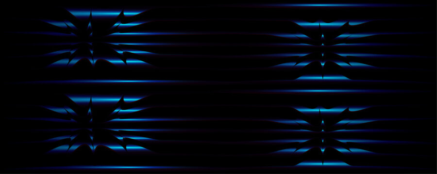 Dark blue neon light reflections on black background vector graphic design