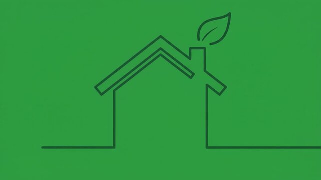 Simple house silhouette on bright green background