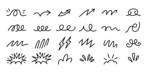 Obraz premium Set of hand drawn doodle arrows icons and shapes for design elements