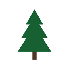simple green christmas tree icon, coniferous tree silhouette, forest symbol on white background © orang