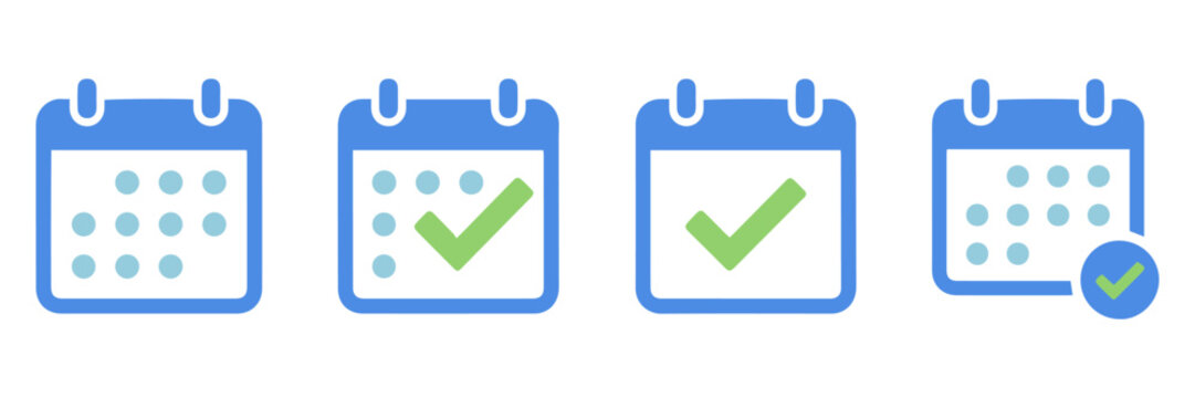 Checkmark Calendar Icon for Schedule Planning, Appointment Booking, Event Reminder and Reservation Date Management Vector