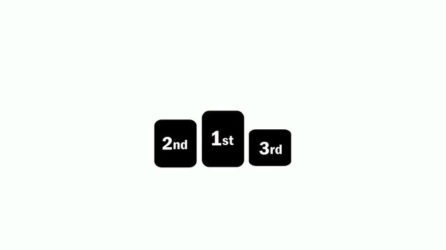 1st 2nd 3rd text sequence animation on white background. First second and third ranking badges connected. Good to Better to Best concept from business performance with vertical scrolling transition