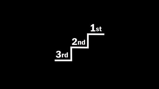 1st 2nd 3rd text sequence animation on black transparent background. Good to Better to Best concept from business performance motion with vertical scrolling transition animation 4k video