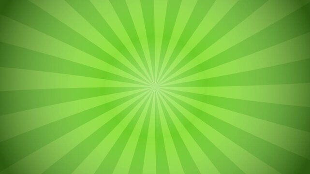 Green Swirling Sunburst Background. A dynamic, rotating spiral animation with vibrant green shades, perfect as a versatile background for creative videos, presentations, and motion projects.