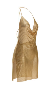 chainmail golden mini dress isolated