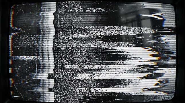 Distorted television static screen display.