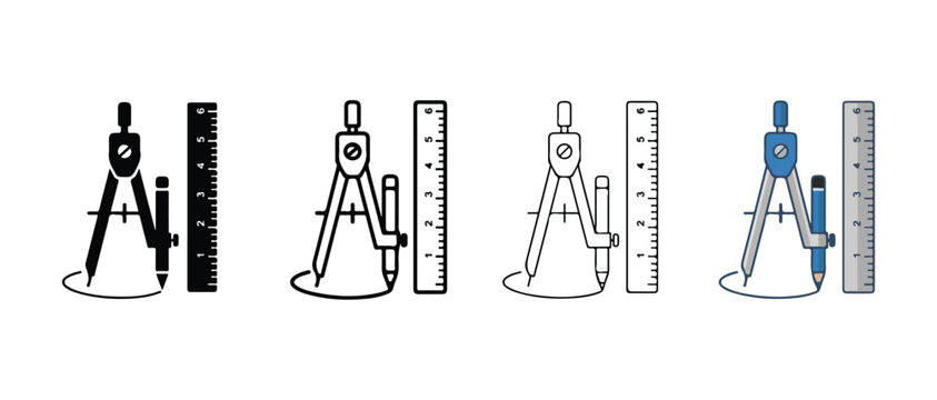 compasses with rulers for drawing and drafting precision tools for geometry and design