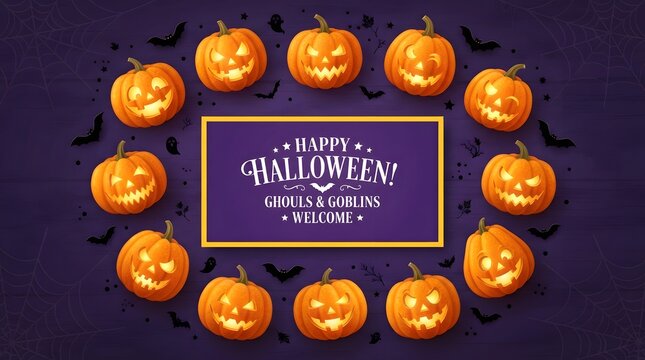 Halloween pumpkin border festive jack o' lanterns spooky halloween decoration