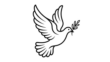 Fototapeta premium Graceful white dove flying with olive branch in beak Vector