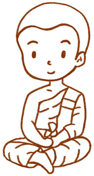 painting drawning monk with pencil