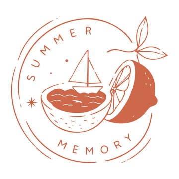 Vintage tropical postage stamp collection with coastal, botanical and summer illustrations. Retro travel badge designs inspired by seaside life, Mediterranean vibes and island adventures.