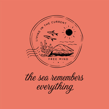Vintage coastal greeting cards with engraved tropical postage stamp illustrations and inspirational typography. Perfect for printable art, postcards, stationery, travel gifts and summer decor.