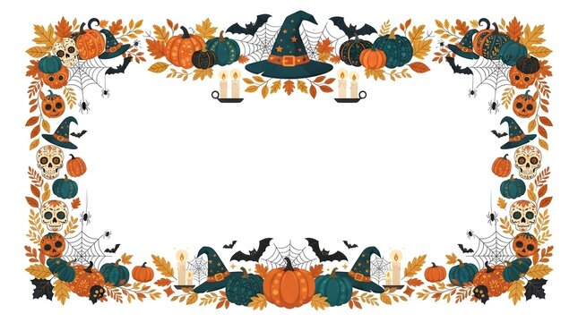 Halloween pumpkin border festive autumn frame for spooky celebrations party invitations