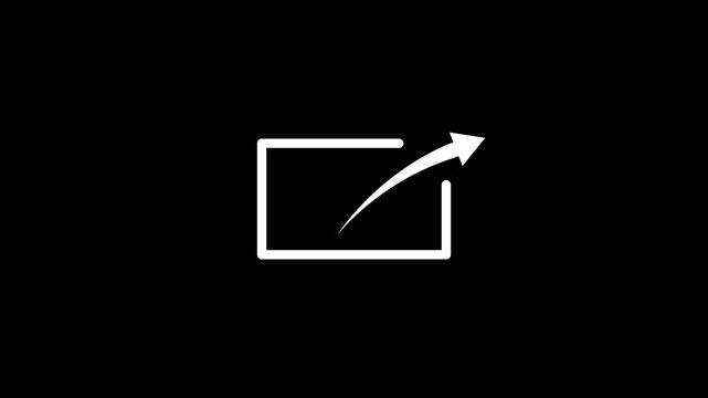 Share icon or external link symbol on a black. background.