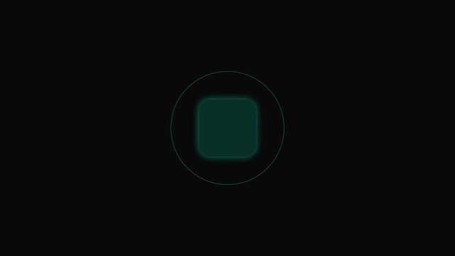 Minimalist dark green rounded square shape centered within a thin circle