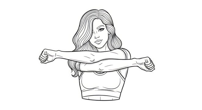 Woman flexing muscles with confidence.