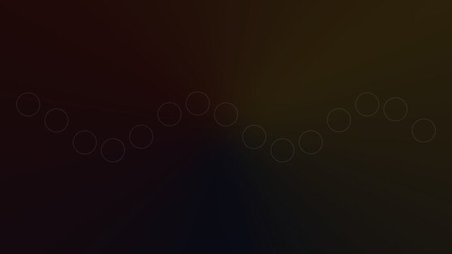 A sequence of glowing golden circles arranged in a subtle wave pattern