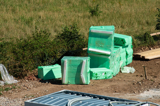 Construction Materials Prepared for Installation at Building Site
