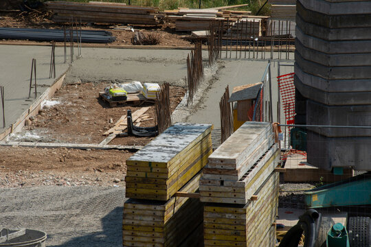 Construction Materials Prepared for Installation at Building Site