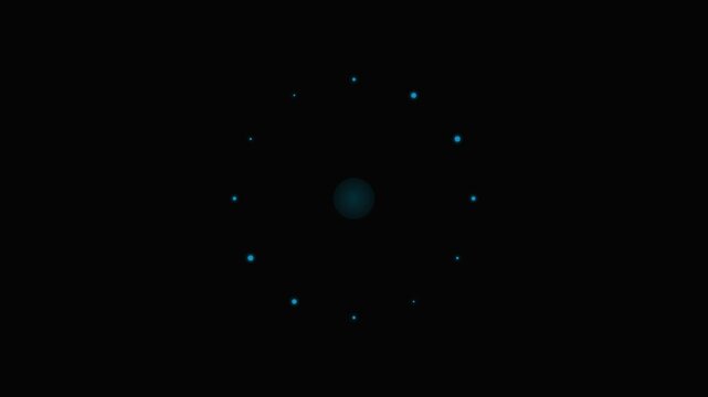 Minimalist ring of glowing blue dots arranged in a perfect circle pattern