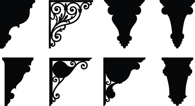 Decorative Bracket and Corbel Silhouette Icon Set