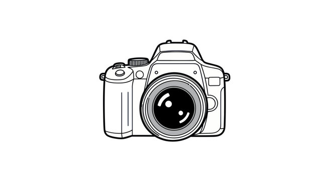 Professional digital camera front view line icon