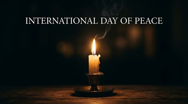 International Day of Peace, a lit candle in darkness symbolizing hope and serenity on World Peace Day