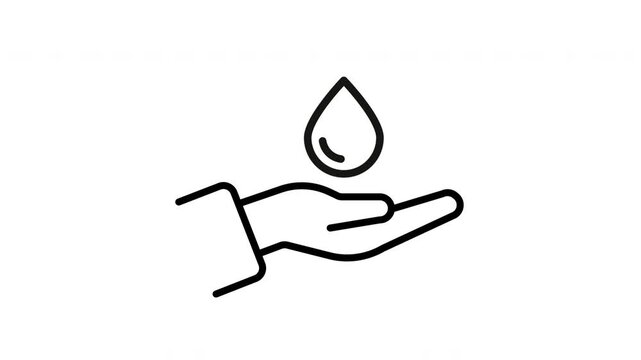 save water line icon animation hand with drop video footage
