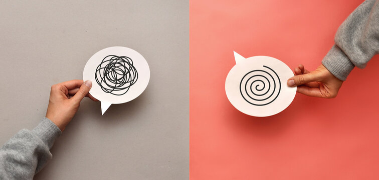 From Confusion to Clarity Concept with Speech Bubble Transforming Scribble into Organized Thinking