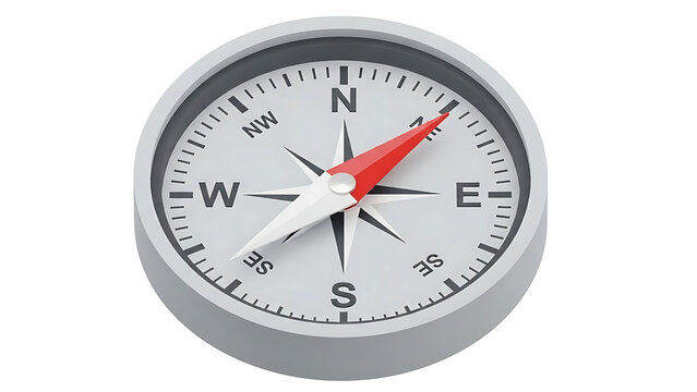 3D Compass Icon for Navigation and Guidance Isolated on White Background