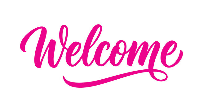 Elegant pink welcome script typography greeting and hospitality design