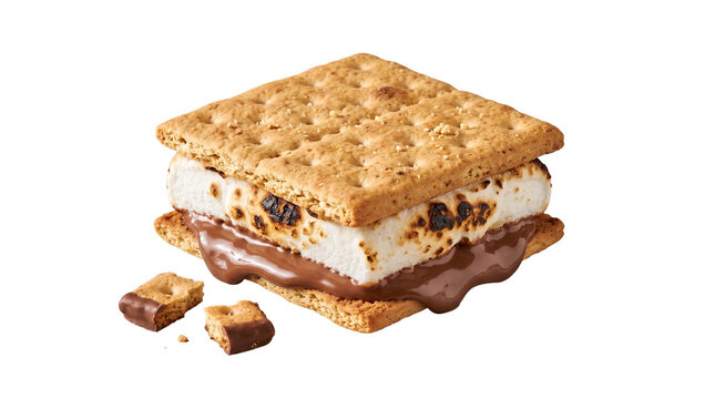 Smore dessert transparent PNG isolated cutout with toasted marshmallow chocolate and graham cracker snack