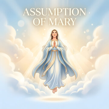 Virgin mary in prayer during assumption