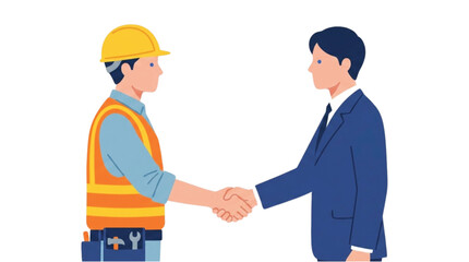 Fototapeta premium Construction Worker and Businessman Shaking Hands for Professional Partnership Agreement