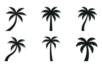 Fototapeta premium Palm tree silhouettes collection vector graphics for tropical designs